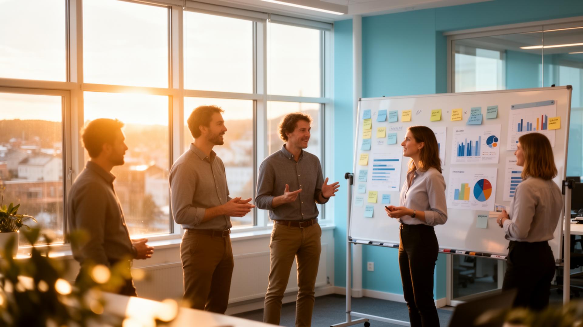 Vitelo-team i samtale ved whiteboard
